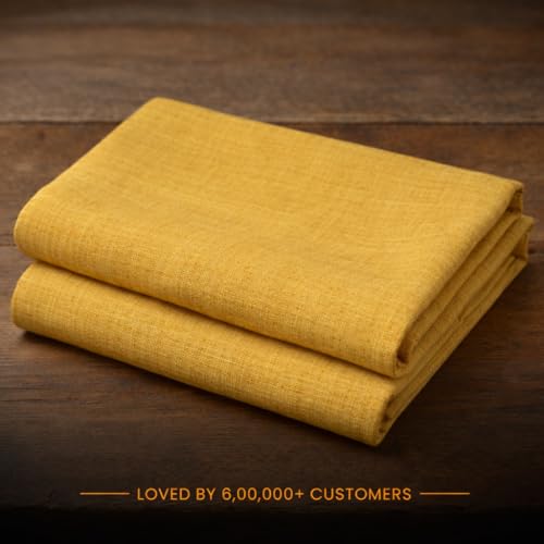 Image of Unstitched Cotton Fabric for Men and Women - Light Weight Self Pattern Khadi Cotton Fabric Material (2.5 Meter, Lemon)