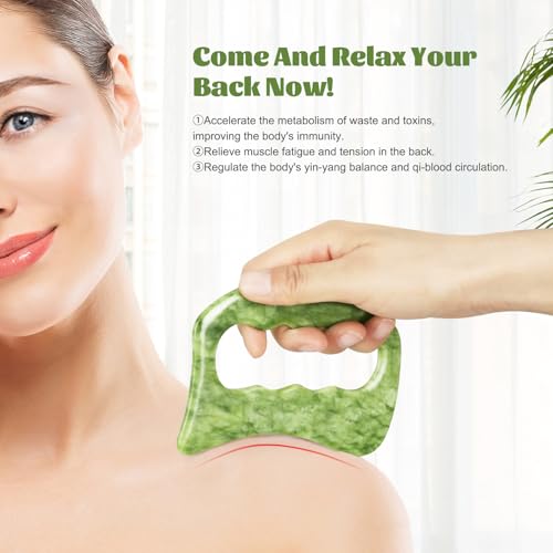 Image of airogym Jade Stone Gua Sha Massage Tool Set, Gua Sha Muscle Scraper Tool,Scar Tissue Tool,Physical Therapy Tools,Muscle Soft Tissue Scraping Tool,Guasha Massage Scraper,Fascia Scraper Massage Tool