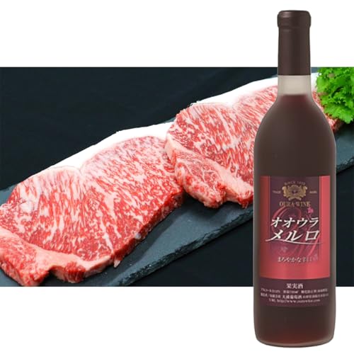 米沢牛 サーロインステーキ (200g×2枚) と 大浦葡萄酒 オオウラメルロ (赤ワイン 辛口 720ml×1本) 『(有)辰巳屋牛肉店』『(有)大浦葡萄酒』牛肉 山形県 南陽市 [1943]