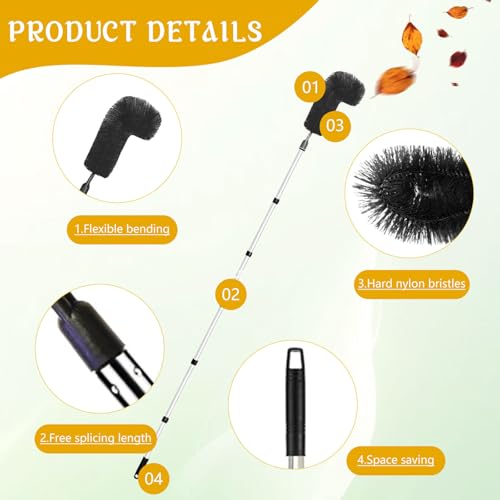 Gutter Cleaner Brush With 8 Ext. Telescopic Gutter Cleaning Pole - Black - Image 3