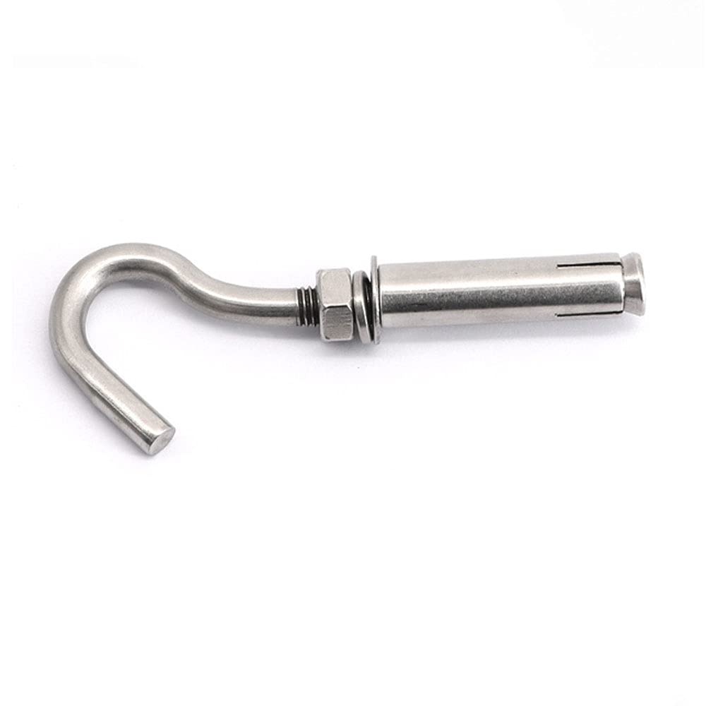 8X NUZAMAS M6 Expansion Screw Bolts Open Cup Hook 304 Stainless Steel Anchor Bolts with Open Hook Sleeve Screw for Wall Masonry Concrete Expansion Heavy Duty Bolts