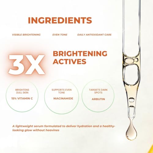 Image of Advanced 15% Vitamin C Face Serum, 10ml | 15% Vitamin C + 5% Niacinamide + 1% Alpha Arbutin brightens skin and fades dark spots , pigmentation. & even-looking skin