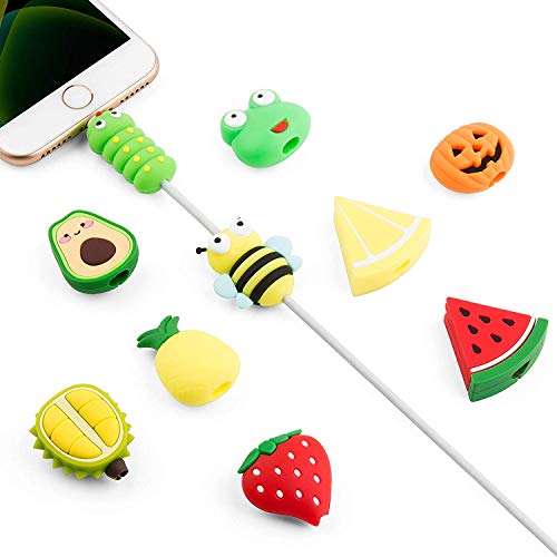 Image of Set of 7 Silicon New Charging Cable & Earphone Protectors,Cute Charging Wire Sleeve,Cord Protection,Cable Savers Compatible with Android USB,Type-c & iPhone Charging Cables- (Random Designs)