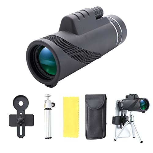 DOVO 40X60 Monocular Telescope，High Power HD Monoculars with Smartphone Holder&Tripod，Portable for Bird Watching,Hunting,Camping,Hiking,Travling,Match and Concerts