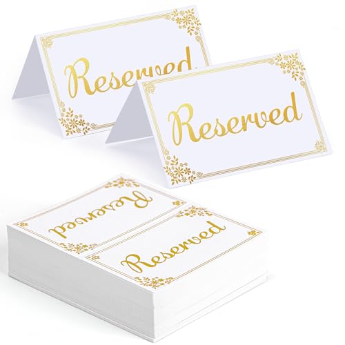 Lesnala 120 Pcs Gold Foil Reserved Table Signs Double Sided Tent Card