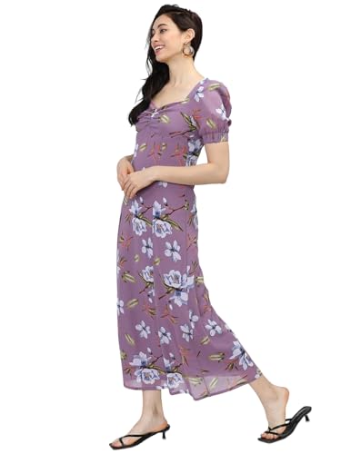 Image of Tokyo Talkies Womens Purple Printed Maxi Dresses