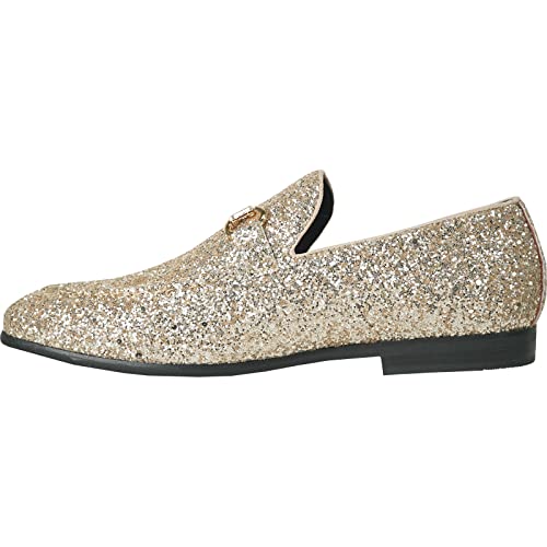 Image of bravo! Men Dress Shoe Prom Slip-on Loafer Lace-up Oxford Cap Toe Metallic Glitter for Wedding Prom Black Blue Green Gold Pink Pewter Purple Silver Red