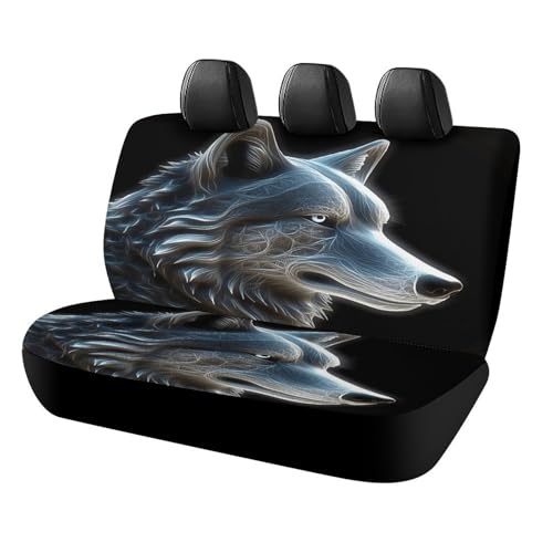 Funda de asiento de coche 3D diseño de lobo suave y protector trasero para SUV