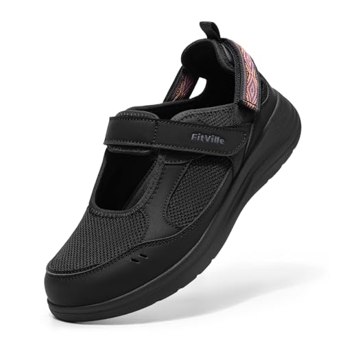 Image of FitVille Diabetic Shoes for Women Extra Wide Diabetic Womens Sandals, Walking Shoes with Adjustable Closures Arch Support, Orthopedic Sandals for Flat Feet Heel Pain Relief,Plantar Fasciitis