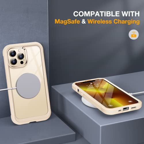 Miracase Glass Case For Iphone 13 Pro Max 6.7 Inch, 2023 Upgrade Full-Body Clear Bumper Case With Built-In 9H Tempered Glass Screen Protector For Iphone 13 Pro Max, Bean Yellow #TOP5