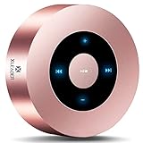[ Smart Touch] Bluetooth Speaker XLeader SoundAngel A8 (3rd Gen) Premium Rose Gold 3D Mini Speaker with Portable Waterproof Case Mic TF Card Aux Input 15h Music, for iPhone iPad Shower Kids Girl Gift