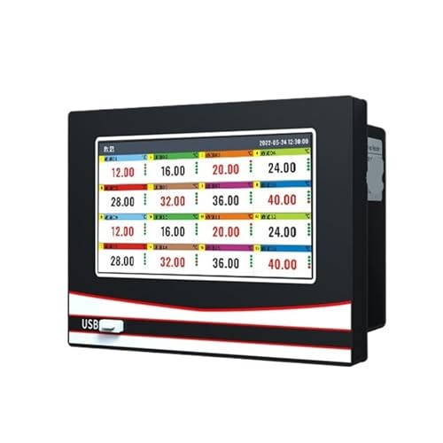Touchscreen Paperless Recorder Industrial-Grade Multi-Channel Thermoresistor Temperature Voltage Curve Data Acquisition Inspection Instrument(12 Channels with 2 Alarms)