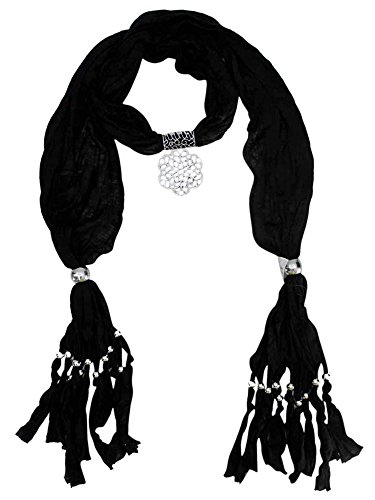 Luxury Divas Flower Charm Pendant Scarf