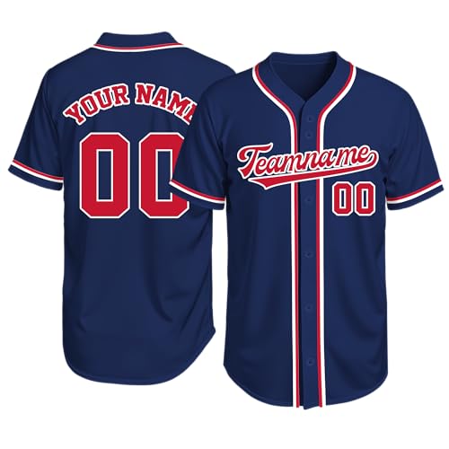 Image of Custom Baseball Jersey Personalized Stitched or Printed Name Number Baseball Shirt Sports Uniform Gifts for Men Women Youth