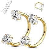 Milacolato Piercing de nariz de herradura para mujer, 6-8 mm, anillo para la nariz, juego de joyas Nostril, anillo para la nariz, plata y oro, anillo para septum para mujer y hombre, 18G(1MM)-6&8MM
