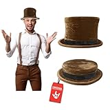 Nicky Bigs Novelties Morph Brown Top Hat, Magician Tophat, Collapsible Top Hats For Men, Tophat Costume, Magician Costume Men And Women