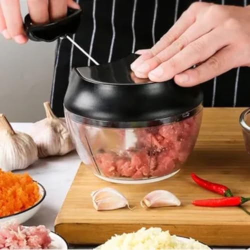 Processador de Alimentos Grande 500ml Triturador Com Três lâminas Em Inox Manual Acionamento Por Cor