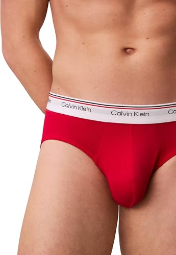 Calvin Klein Herren 3er Pack Unterhosen Hip Briefs Balance mit Logobund, Mehrfarbig (Empower/Grey Heather/Black), L 3