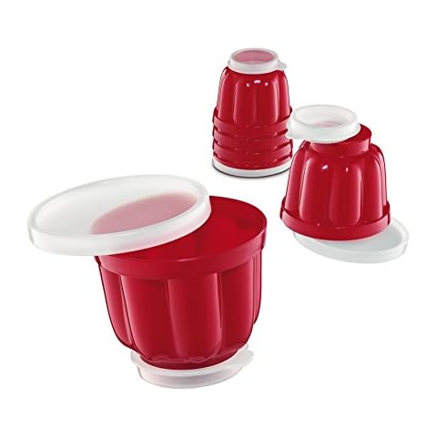 Kuchenprofi 7.5 cm Small Jelly Pudding Moulds, Set of 6, Red Cover