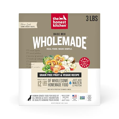 The Honest Kitchen Dehydrated Grain Free Fruit & Veggie Base Mix Dog Food (Just Add Protein), 3 lb Box