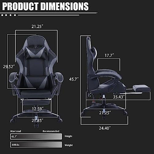 Computer Gaming Chairs With Footrest, Ergonomic Gaming Computer Chair For Adults, Pu Leather Office Chair Adjustable Desk Chairs With Wheels, 360°Swivel Big And Tall Gamer Chair #TOP3