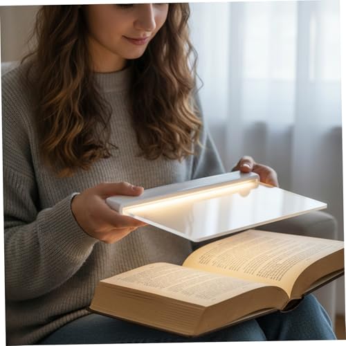 Luz de libro plana LED de 2 piezas, panel transparente de lectura nocturna inalámbrico a pilas 7