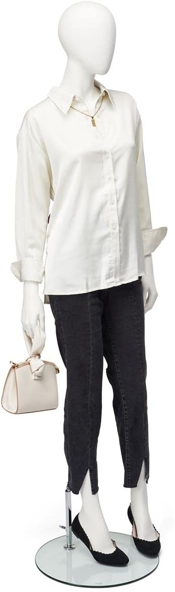 Displays2go Female Full Body Mannequin with Glass Base, Abstract, Standing Pose - Multiple Colors (SMFMNECO1W)