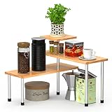 Ollieroo 3 Tier Corner Shelf Bamboo Countertop Organizer Bookshelf Display Shelves Space Saving Rack