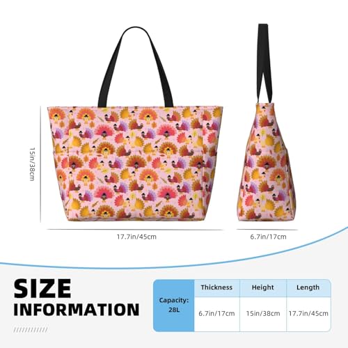 Happy Thanksgiving Turkey Print Beach Pool Bags Tote For Women Ladies Large Gym Tote Carry On Bag For Weekender Travel Waterproof4