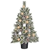 Black Box Trees Kaprun Kunstkerstboom in pot met ledverlichting en timerfunctie - H90 x Ø51 cm - Groen. Goud