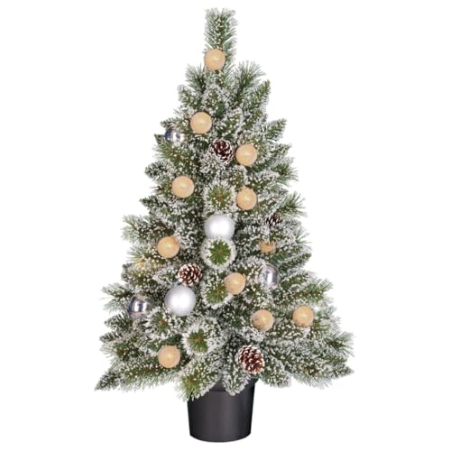 Black Box Trees Kaprun Sapin de Noël artificiel en pot avec éclairage LED et fonction minuterie - H 90 x Ø 51 cm - Vert doré