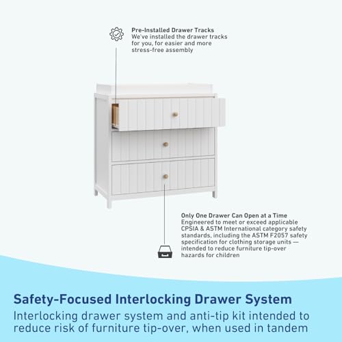 Graco Teddi 3 Drawer Chest with Changing Table Topper, White - image 5
