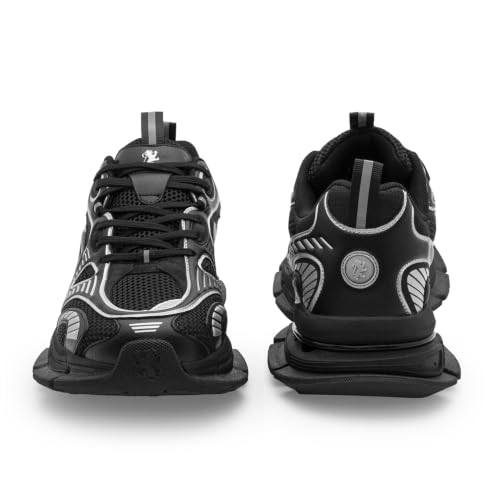 Image of Red Tape Men's Sneakers Grey Black Mesh Pu Round Toe Lace-Up