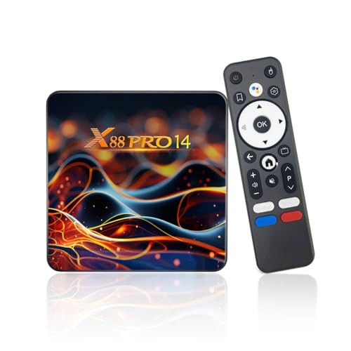 Android Box 14.0,2GB RAM 16GB ROM Quad-Core 64bit Cortex-A53 CPU, 10/100M Ethernet, 8K Support 2.4G/5.0GHz Dual WiFi BT 5.0 USB 2.0 3.0