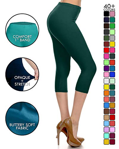 Image of Leggings Depot Women's High Waist Leggings Soft 1 inch Waistband Solid Pants - Regular, Plus, 1X3X, 3X5X
