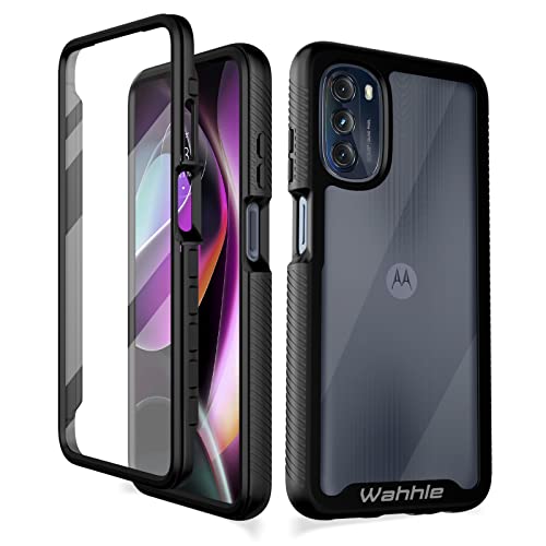 wahhle Compatible with Moto G 5G 2022 Case, Built in Screen Protector Full Body Shockproof Slim Fit Bumper Protective Phone Cover for G 5G 2022-Black/Clear