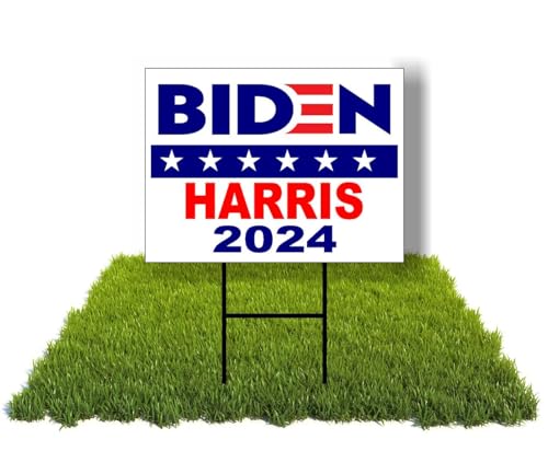 Eco BIDEN HARRIS 2024 JOE KAMALA BIDEN star 1 Double Sided 12x16 in Yard Road Sign w/Stand