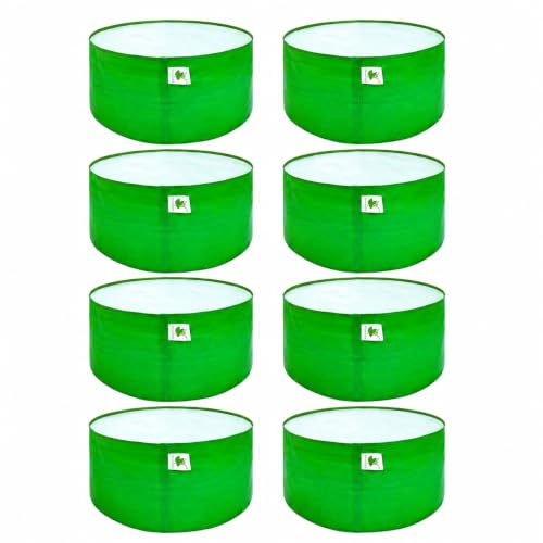 Image of Sow and Grow HDPE UV Protected 270 GSM Round Grow Bags for Terrace and Backyard Gardening Planters for Vegetable, Flower, Herbs and Fruits Green Color, Reusable Plant Bags (24x9 INCH, 8)