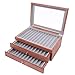 34 Slots Stiftbox Füllfederhalter Vitrine, Stifthalterbox Füllfederhalter Display Box Drei Ebene Vitrine mit Schubladen, Stift Aufbewahrungsbox Sammelbox, Geschenke für Geburtstagen (Rosenholz)