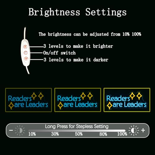 Image of LED Neon Sign Readers are Leaders Yellow Neon 16.5 inchx7.9 inch USB Power Dimmable Classroom Library Reading Corner Decoration Motivational Gift for Teacher Student Book Lovers