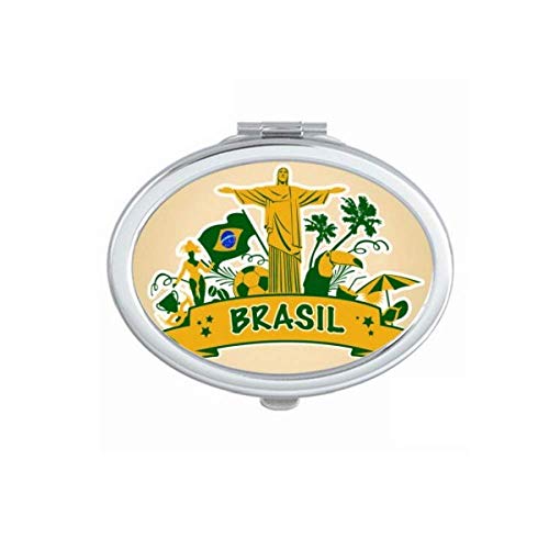 Soccer Mount Corcovado Parrot Brazil Mirror Portable Fold Hand Makeup Double Side Glasses image 2