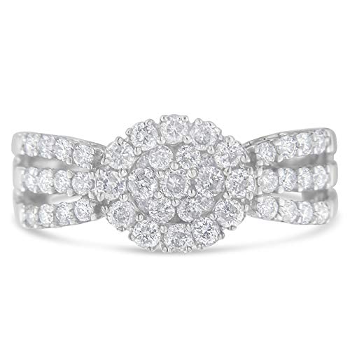 Original Classics 14K White Gold Diamond Floral Cluster Ring (1 Cttw, H-I Color, I1-I2 Clarity) - Size 7-1/4