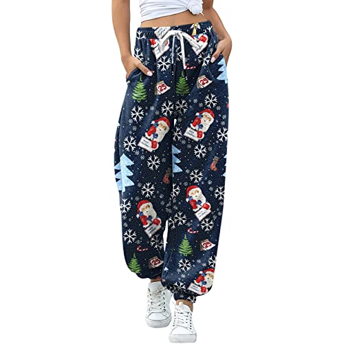 Casual Pants For Women With Pockets Petite Fit Jogger Sweatpants Waist Lounge Pants Trousers Tempo Pants Dark Blue #TOP3