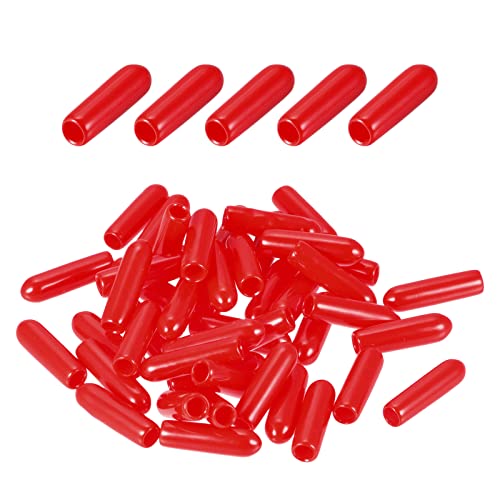 DMiotech 50 Pack 1/8" ID Red Screw Thread Protectors Rubber End Caps Bolt Covers for Screw Bolt Furniture Pipe