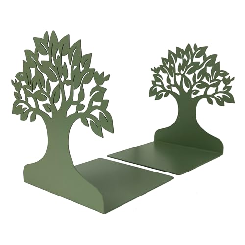 Albero - ✔️ IlGruppone Set 2 Pezzi Fermalibri in Metallo AntiGraffio per Mensole Libreria Design Moderno Antiscivolo Mensola Decorazione Casa Ufficio Scrivania CD Riviste Idea Regalo Organizzatore - Albero