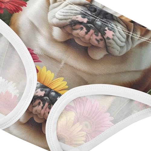 Cotton Toddler Underwear Custom Adorable Bulldog Vibrant Flowers Girl Panties Cute Fun Underpants Briefs 2t4