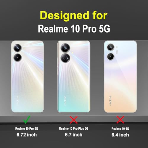 Image of NDCOM for Realme 10 Pro 5G Cover - Realme 10 Pro Back Cover, Protective Realme 10 Pro 5+G Cover Ring Holder Case