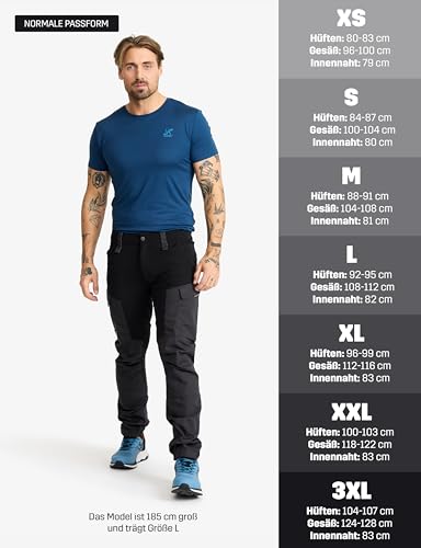 RevolutionRace Herren RVRC GP Pants, Hose zum Wandern und für viele Outdoor-Aktivitäten, Jet Black, M