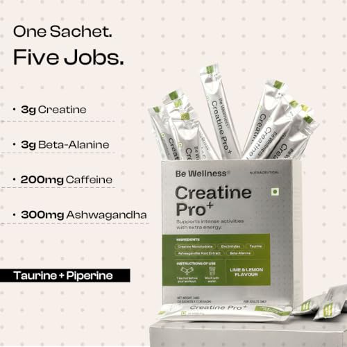 Image of Be Wellness Creatine Pro+ Pre Workout, Lime & Lemon, 30 Sachets