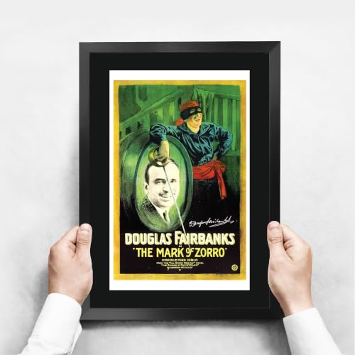 Póster de El Signo del Zorro 1920 con autógrafo impreso para fans - Cuadro enmarcado A3 3